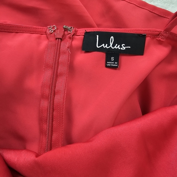 Lulus Hot Date Red Satin Maxi Dress Size Small Spaghetti Strap Slit Gown - Picture 4 of 10